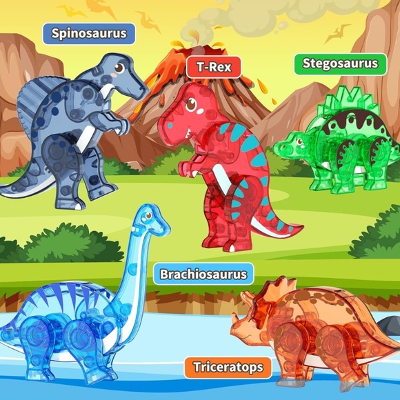 Dinosaur Magnet Tiles Set 71 PC Set - Picture 4 of 4